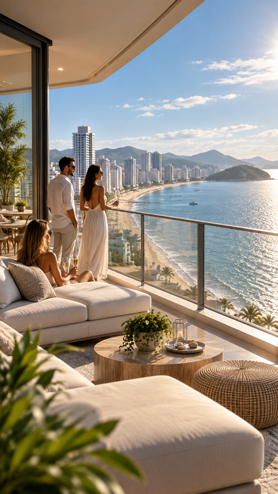 Apartamento de alto padrão com vista para o mar e a orla de Itapema